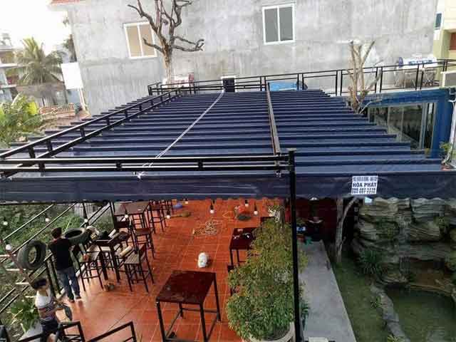 bạt mái xếp lượn sóng che nắng mưa